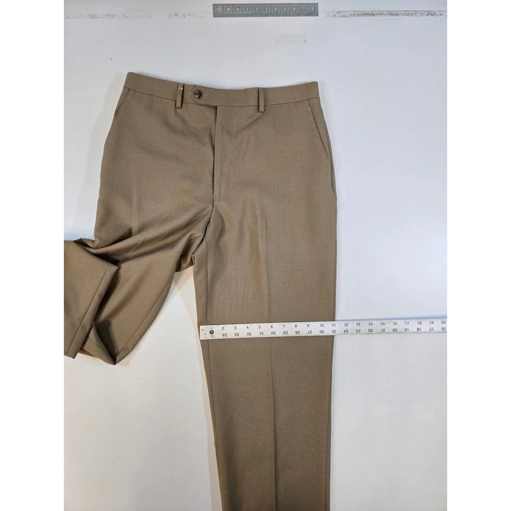 Jos. A. Bank Travelers Mens‎ Tan Wool Tailored Fit Dress Pants 35 Small Holes
